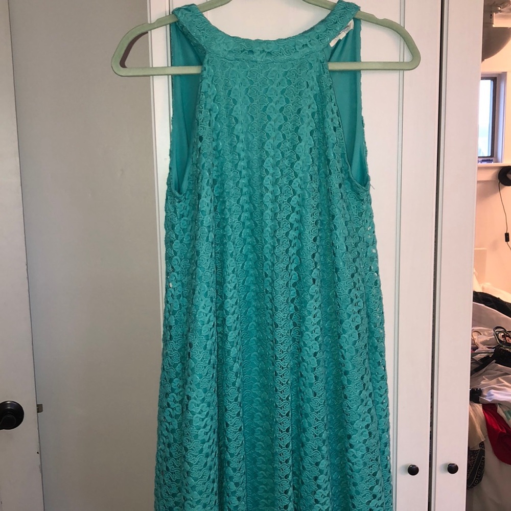 Teal spring dress